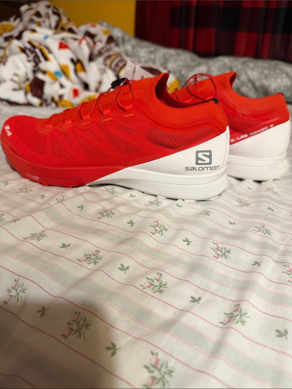 Salomon Kids Red and White Lightweight Trail Sneakers